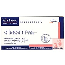 Allerderm Spot-On For Small Dogs & Cat Under 20 lbs, 6 Pipettes of 2 mL
