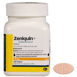 Zeniquin Antibiotic For Dogs & Cats 25mg, 250 Tablets