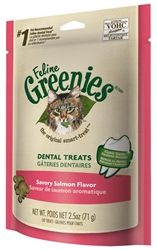 Feline Greenies Dental Treats - Savory Salmon Flavor, 2.1 oz (10 Pack)