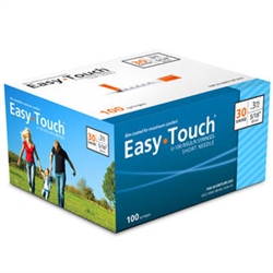 EasyTouch Insulin Syringe U-100 .5 cc 30 ga. x 1/2", 100/Box