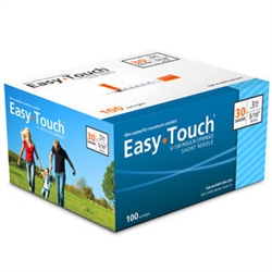 EasyTouch Insulin Syringe U-100 .3 cc 30 ga. x 1/2", 100/Box