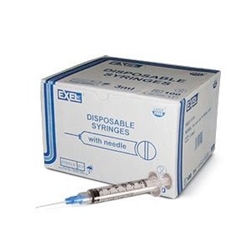 Ideal Syringe 3 cc, 22 ga. x 3/4", Regular Luer, 100/Box