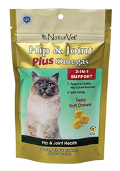 NaturVet Hip & Joint Plus Omegas Soft Chews For Cats, 50 Count
