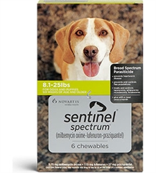 Sentinel Spectrum Chewables For Dogs 8.1-25 lbs, 6 Pack