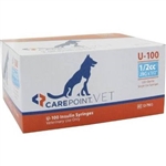 CarePoint VET U-100 Insulin Syringe 1/2cc, 29G x 1/2", 100/Box