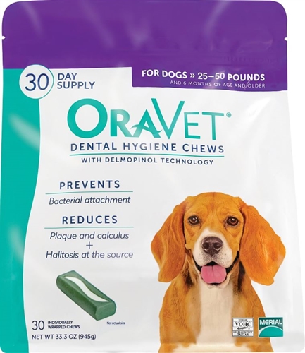 Oravet Dental Hygiene Chews for Medium Dogs 25 50 Pounds 30 Count