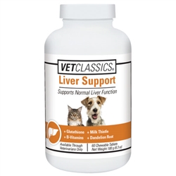 VetClassics Liver Support For Dogs and Cats, 60 Chewable Tablets