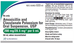 Amoxicillin and Clavulanate Potassium Oral Suspension, 50 ml