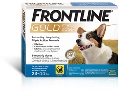 Frontline Gold for Dogs 23-44 lbs, Blue 3 Tubes