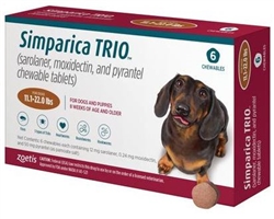 Simparica TRIO Chewable Tablets 11-22 lb  Caramel, 6 Pack