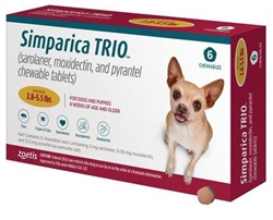 Simparica TRIO Chewable Tablets 2.8-5.5 lb Gold, 6 Pack