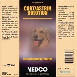 Cort/Astrin Solution & Hydrocortisone For Inflammatory Pruritis in Dogs, 16 oz