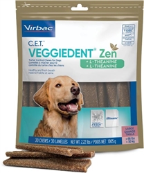 C.E.T. VeggieDent Zen Tartar Control Chews For Large Dogs <11 lbs, 30 Chews