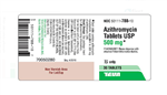Azithromycin Tablets 500mg, 30 Count Bottle