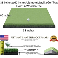 38 Inches x 60 Inches Wood Tee Golf Mat