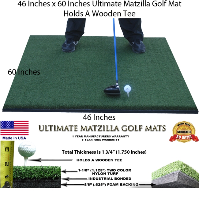 46 Inches x 60 Inches Wood Tee Golf Mat