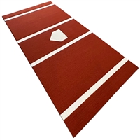 6 Feet x 12 Feet  Clay Synthetic Turf Hitting Mat or Artificial Grass Batting Cage Mat For Softball and Baseball Practice with Tufted White Turf Batters Box Lines and Inlaid Home Plate.