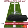 Green Softball Pitching Mat With Carrying Case