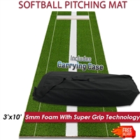 Green Softball Pitching Mat With Carrying Case