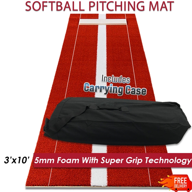 Clay Softball Pitching Mat With Carrying Case
