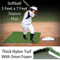 3 Feet x 7 Feet Pro Baseball or Softball Stance Hitting Batting Mat With 5mm Foam