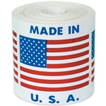 LBL U304  Label - Flag - "Made In U.S.A. - - 2" x 2", 500 Per Roll