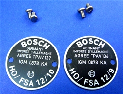 Pair of Bosch Horn Data Plates -12/9-12/10 Type