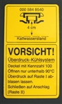 DECAL / LABEL - "VORSICHT" FOR 230SL & EARLY  250SL COOLANT TANK