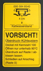 DECAL / LABEL - "VORSICHT" FOR 230SL & EARLY  250SL COOLANT TANK