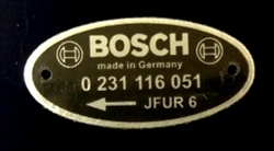 Bosch Distributor Data Plate for  JFUR 6 0 231 116 051