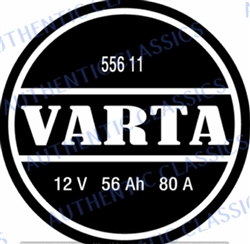 "VARTA" BATTERY DECAL - FOR 190SL & OTHER MODELS - TYPE A
