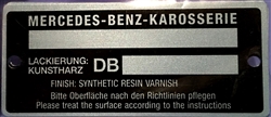 Mercedes Paint Code Data Plate  -  English/German