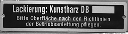 MercedesPaint Code Data Plate  "Lackierung: Kunstharz DB"  German Language