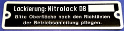 Mercedes Paint Code Data Plate  "Lackierung: Nitrolack DB"