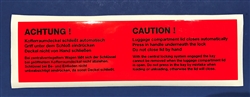 Luggage Compartment warning Decal for Mercedes 600