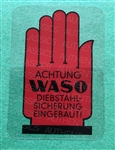 WINDOW DECAL - "WASO"  ANTITHEFT LOGO