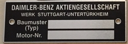 Data Plate - "Baumuster (Typ):   Motor-Nr: