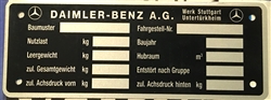 Mercedes Chassis Data Plate - 170/220/300 Models-V1