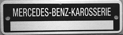 Mercedes Data Plate - 'MERCEDES-BENZ KAROSSERIE"