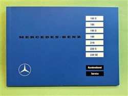 Service Booklet for Mercedes 180,190,219,220S,220SE