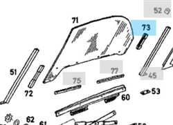 Rear Rubber Guide Jaw for Window - 300SL Roadster - 198Ch