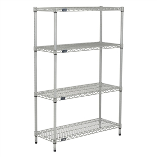 24"d Silver EP Wire Shelving with 4 Shelves