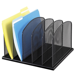 Black Mesh Desk Organizer with 5 upright sections, Onyx by Safco