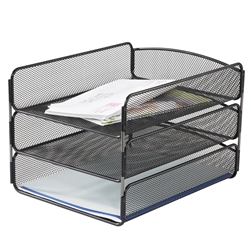 Onyx Steel Mesh Triple Tray Desk Organizer