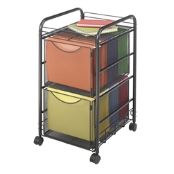 Mesh File Cart with 2 Drawers for Hanging Files