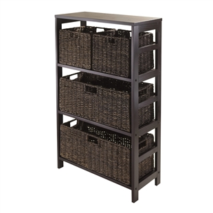 Granville 5pc. Storage Shelf w/ 2 Large & 2 Small Baskets - Espresso