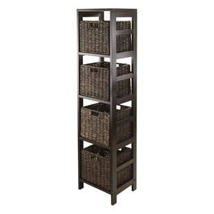 Granville 5-Piece Storage Tower Shelf w/ 4 Baskets - Espresso