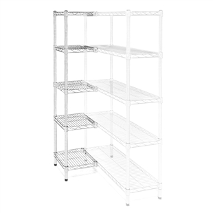 10"d x 10"w Chrome Wire Shelving Add-Ons w/ 5 Shelves