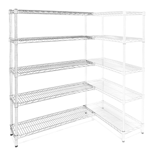 10"d x 42"w Chrome Wire Shelving Add-Ons w/ 5 Shelves