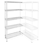 14"d x 18"w Chrome Wire Shelving Add-Ons w/ 5 Shelves